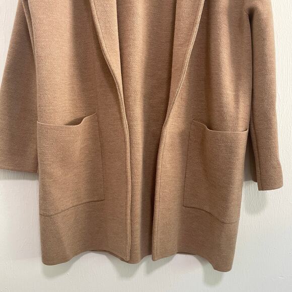 J.Crew Womens Oversized Open Front Sweater Blazer XS Tan Merino Wool Preppy Work - Picture 6 of 12